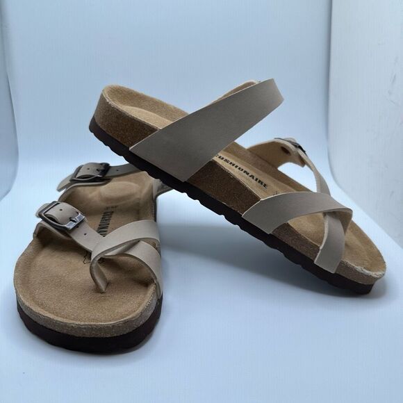 CUSHIONAIRE Women's Cork Footbed Sandal With +Comfort 6 TAUPE - Picture 6 of 7